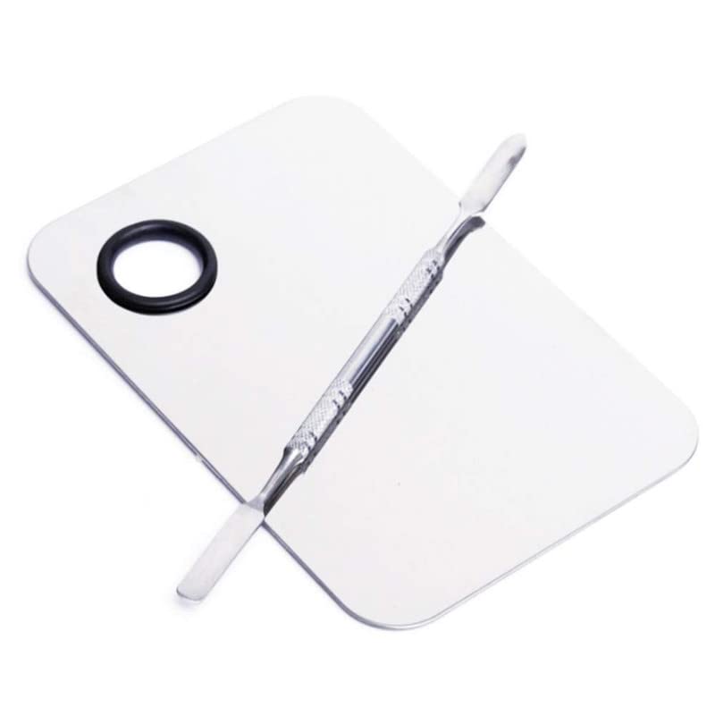 BELICIA 1 PCS Stainless Steel Cosmetic Makeup Palette, Professional Cosmetic Mixing Makeup Palette, Beauty Salon Color Cream Mixing Palette With A Spatula Makeup Nail Art Palette-image-37