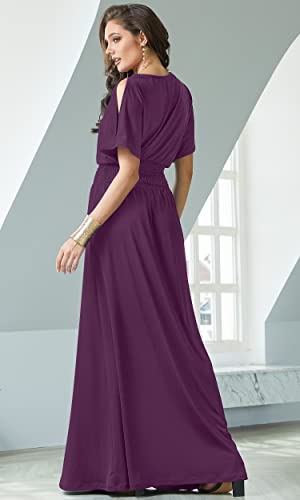 Image of KOH KOH Womens Split Sleeves Smocked Elegant Cocktail Long Maxi Dress