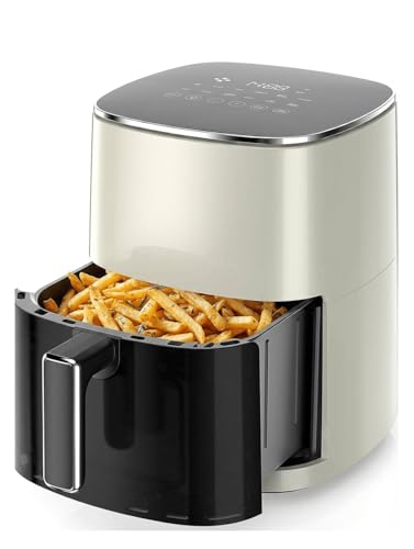 Image of Air Fryer 6.34QT with Clear Window, 12-in-1 Air Fryer Oven, Air Fry, Roast, Reheat, Dehydrate, Bake, Steam, 400F Rapid Air Crispy Technology, Square Airfryer Beige