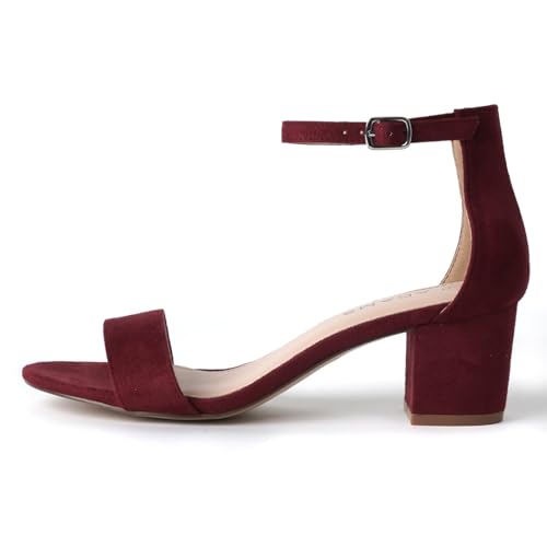 Image of J. Adams Daisy Heeled Sandals - Ankle Strap Low Block, Open Toe Dress Pumps, Chunky Heels - Dressy Shoes for Women - Bridal, Wedding, Summer Sandals
