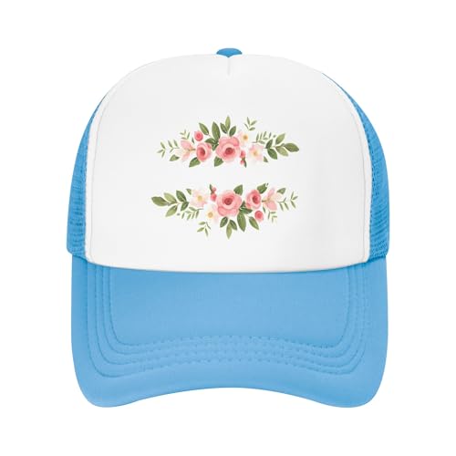 FDT Floral Resist Trucker Hat Foxtrot Delta Tango Baseball Cap Mesh Back Adjustable Hats for Kids - Sky Blue