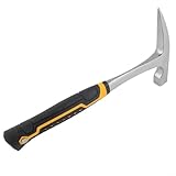 Geologischer Hammer für Gesteinsprobenahme und Bergbauforschung, 45 Stahlkonstruktion mit flachem und spitzem Kopf, rutschfester Gummigriff, hohe Sichtbarkeit, Gelb (C)
