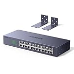 UGREEN 24 ports Network Switch,High-speed Gigabit Ethernet Splitter,Metal Case,RackMount Unmanaged Ethernet Switch Hub,Link Aggregation Plug & Play LAN Switch with L-Shaped Bracket