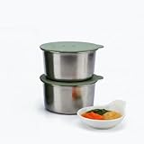 BabyBoo Set Innenschalen aus Edelstahl, Zubehör für BabyBoo Babykostwärmer, 2 Behälter + 2 Deckel, Auslaufsicher, BPA-frei, Lebensmittelsicher, Ideal zur Aufbewahrung und zum Transport