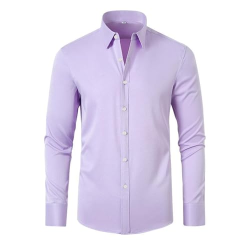 Camisa Formal de Vestir para Hombre Manga Larga Elástica con Botones para Ocasiones de Negocios y Uso Casual (S) c94