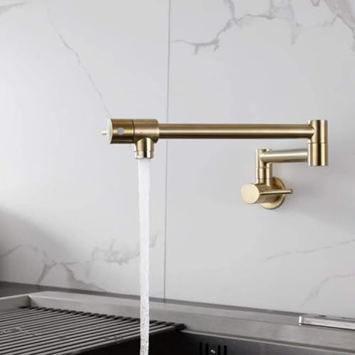 Grifo de cocina extraíble con acabado oro cepillado y sofisticada decoración moderna 5