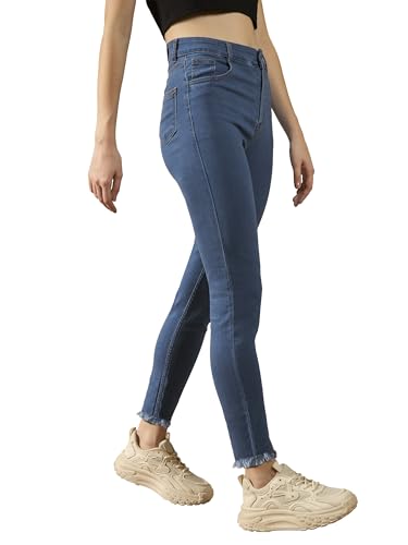 Image of Dolce Crudo Women's Skinny High Rise Bleached Cropped Stretchable Denim Jeans