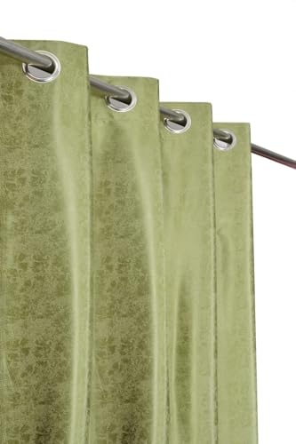 Image of Home Decor Check Designer Window Curtains 5 feet Set of 3 for Drawing Room /Living Room /Hall Room Parde for Door, Green