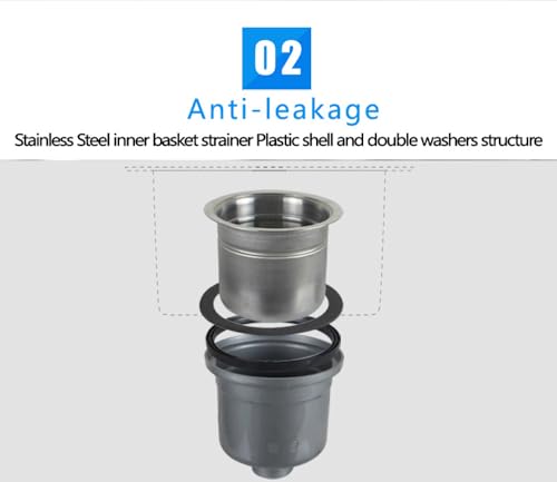 Colador para desagüe de cocina en acero inoxidable 5.5 pulgadas miniatura 3
