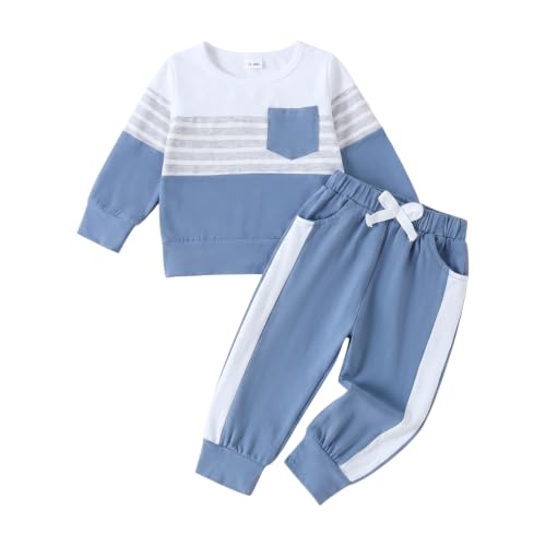 Image of FOCUTEBB Toddler Boy Clothes Baby Boys Fall Winter Outfits Long Sleeve Sweatshirt Top Jogger Pants Set Boys Outfit Set 12M-4T