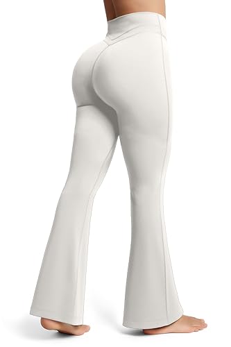 Olmlmt Flare Leggings for Women Butt Lifting - Crossover High Waisted Buttery Soft Gym Workout Yoga Pants