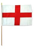 AES 12'x18' Wholesale Lot of 6 England St. George's Cross Stick Flag Premium Vivid Color and UV Fade Best Garden Outdor Decor Resistant Canvas Header and Polyester Material Flag