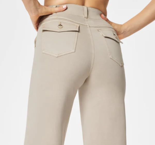 Stretch Twills Cropped Wide Leg Pant, High Waist Casual Wide Leg Cropped Pants for Women Tummy Control with Pocket2
