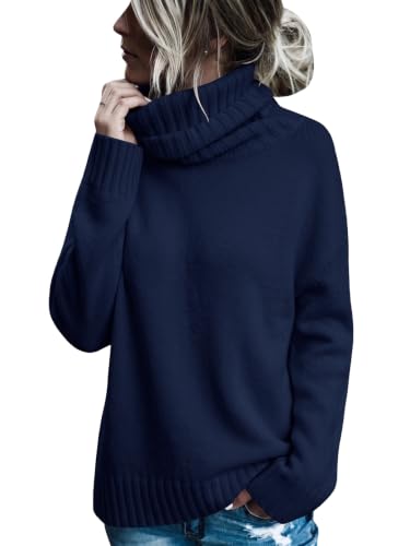 Image of FISACE Womens Oversized Turtleneck Pullover Sweater Cable Knit Sweater Tops | Long Sleeve,Slouchy,Fall,Winter,Lightweight,Loose,Trendy,Casual,Sexy