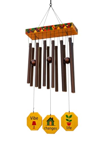 Image of Paradigm Pictures Black 12 Heavy Pipe Wind Chime- Balcony Decor Items (Black Multicolor)