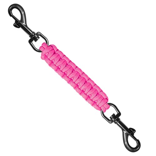 Dog Collar Safety Clip Collar Companion Handmade Backup Safety Strap Double-Ended Clip Leash Connector Suitable for Dog Harnesses Prong Pinch Collars (Pink 1 Pack)