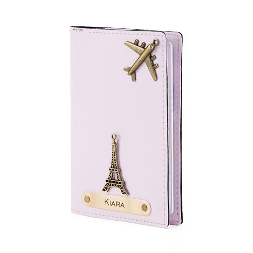 Image of AICA Personalized Name & Charm Leather Passport Cover Holder for Men & Women (Purple) | Gifts for Woman | Gift for Man | Passport Cover for Men | Diwali Gifts| Corporate Gifts for Employees