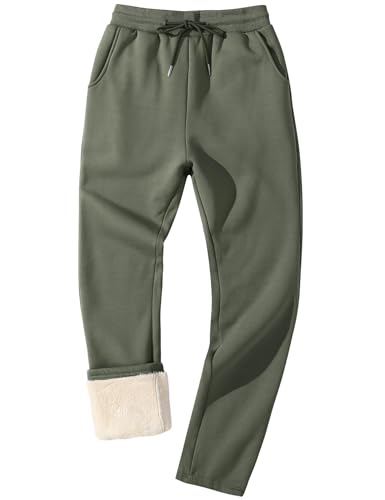 Flygo Men's Fleece Lined Sherpa Sweatpants Winter Warm Pants Jogger Lounge Athletic Pant with Pockets
