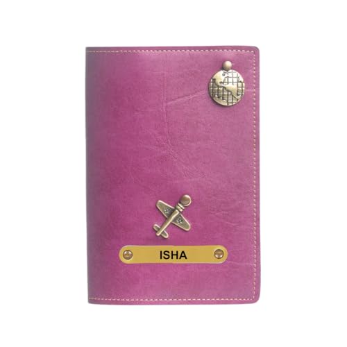 Image of ncgifts Customised Leather Passport Holder: Personalised Name & Charm for Men & Women - Unique Travel Gift, Document Organiser, Boarding Pass Holder, Customised Gifts for Men & Women (Lavender)