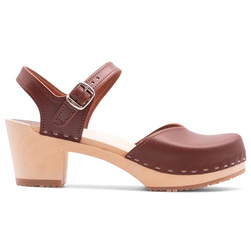 Image of Sandgrens Handmade Swedish Wood Clogs for Women, High Heel Sandal | Victoria
