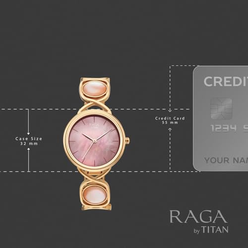 Image of Titan Raga Power Pearls 2.0 with Quartz Analog Mother of Pearl Dial Rose Gold Brass Strap Watch for Women - 2810WM02F