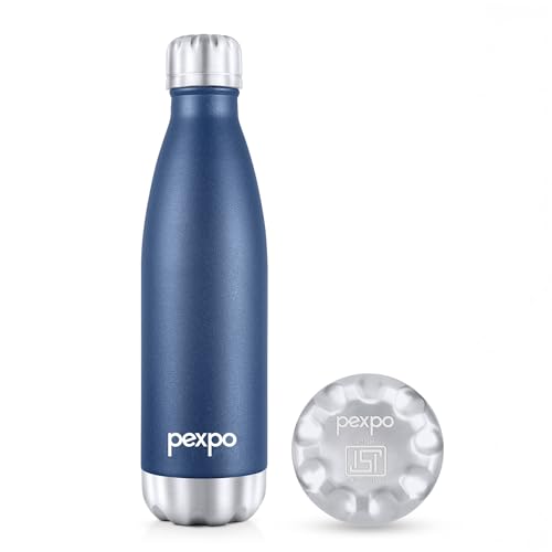 Image of Go24 pexpo Steel Water Bottle 500ml | Hot and Cold Flask | ISI Certified Steel Bottle | 3 Layer Insulation | Leakproof | for Home, Office | 2-Year Warranty |Electro| Denim Blue