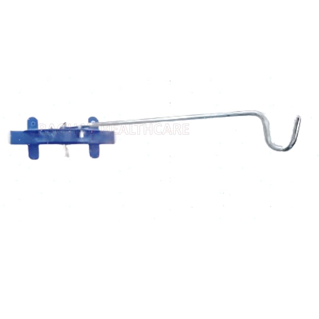 Blue Mild Steel Wall Mount IV Stand Single Hook Saline Stand Drip Stand IV Rod 8 Hole Medium Classic Home Office Hospital Clinic Nursing Home ICU
