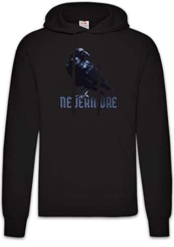 Sweat-shirt noir coton Nevermore Raven Urban Backwoods avec capuche doublée