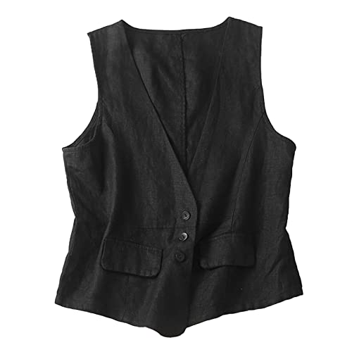 Chaleco de mujer holgado para vestir cómodo en exterior cárdigan negro XL