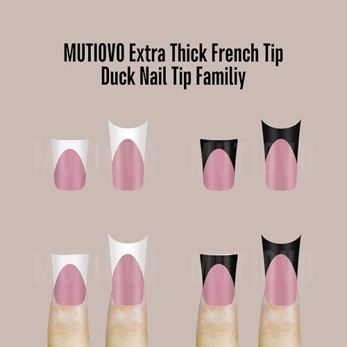 Black French Tip Short Duck Nail Tips