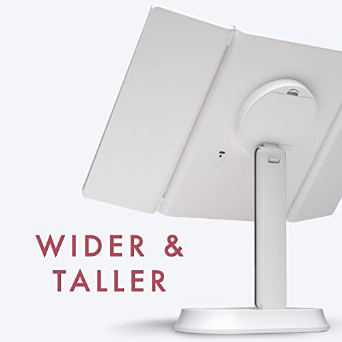 Fancii Large Makeup Mirror with Natural LED Lights, Lighted Trifold Vanity Mirror with 5x & 7x Magnifications - Dimmable Lights, Touch Screen, Cosmetic Stand (Sora)