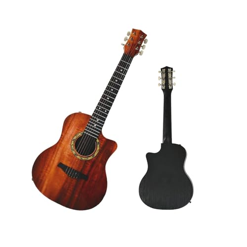 Image of Cutaway Acoustic Guitar with Strap & Picks - Full Size Wooden Steel String Guitar with Smooth Fretboard, Rich Natural Sound, Beginner to Intermediate Musical Instrument for Practice