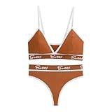 AMateschitz Mädchen Sport BH und Unterhosen Set Ohne Stahl Bra und Höschen Set Triangle Cup Bügel mit Tanga Set Sportlich Bralette und Slip Set Mädchen Unterwäsche für Sport und Alltag Kaffee S