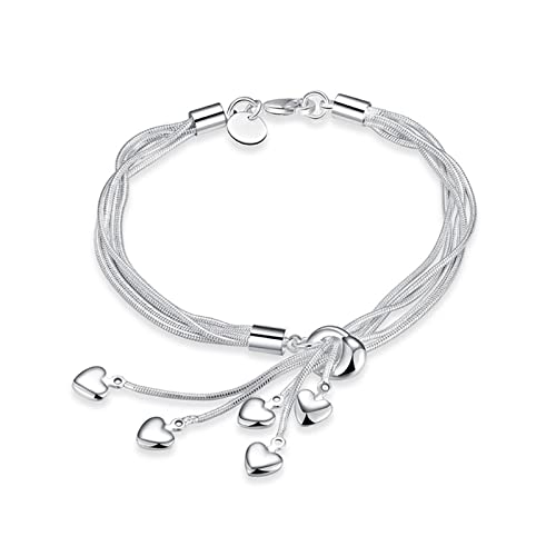 Sterling Silver Bracelet For Women Friendship Silver Bracelets Charm Bracelets Silver Chain Bracelet 925 Love Personalised Adjustable Hand Chain Sister Bracelet Mother Day Gift-1PCS