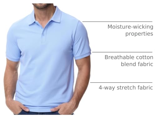 Image of MIER Men's Cotton Pique Polo Shirts, Short Sleeve Golf Work Casual Tops