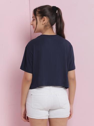 Image of Li'l Tomatoes Girls Crop T-Shirt | 100% Cotton | Graphic Printed Summer Top | Soft & Breathable Casual Wear | 7-16 Years