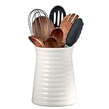 Jinfanshurich Keramik Küchenutensilienhalter für Küchentheke – 12,5x14,5cm, Praktischer Küchenhelfer für Kochlöffel & Schneebesen (Keramik-Design)