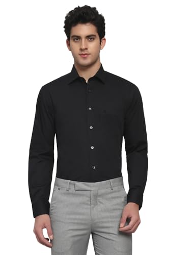Image of Cantabil Formal Shirt for Men | Breathable & Soft with Color Fastness Regular Fit Cotton Fabric Solid Pattern (P MSHF00364F)
