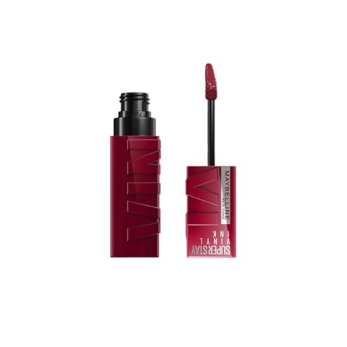 Maybelline NY SuperStay Vinyl Ink Batom Líquido, Longa Duração, Acabamento Vinil Espelhado e Efeito Gloss, Brilho Instantâneo, Conforto para os Lábios, Fórmula Vegana, Cor Royal 4,2ml