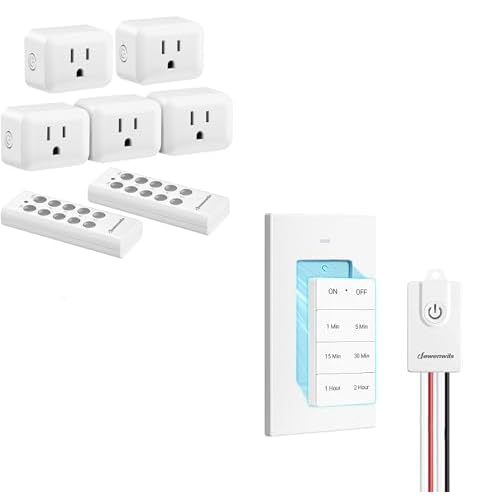 DEWENWILS Wireless Timer Light Switch, 1800W Timer Switch, 1-5-15-30mins, 1-2hours, Neutral Wire Needed, Light Switch Timer with Magnetic Switch for Bathroom Exhaust Fans, Indoor Automated L