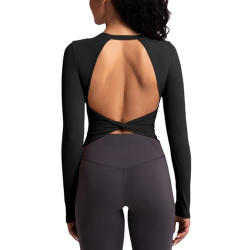 Women's Workout Athletic Shirts Sexy Open Back Sports Bra Tank Top Casual Tight T Shirts with Built in Bra