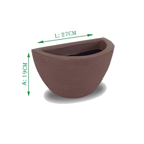 KIT 05 VASOS DE PAREDE POLIETILENO DECORATIVOS P/PLANTAS E JARDINS (Marrom)