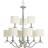 Progress Lighting P4638-09 Inspire Collection 9-Light Chandelier, Brushed Nickel