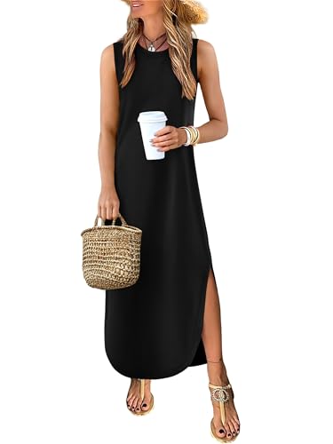 ANRABESS Women Summer Casual Maxi Sundress Sleeveless Loose Split 2026