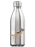 Happy dog - Borraccia termica con isolamento sottovuoto, colore: Argento