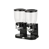 Honey-Can-Do Zevro Essential Dual-Control Dry Food Dispenser – Effortless & Organized Storage for Cereal, Dog Food, or Snack Dispenser for All Kinds of Treats, 17.5 oz Each Capacity, Black/Chrome