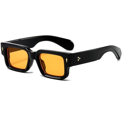 Retro Rectangle Sunglasses for Men Women Black Thick Square Frame Shades4