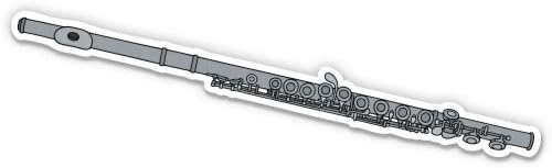 Flute Musical Instrument - 3" Vinyl Sticker - for Car Laptop I-Pad Phone Helmet Hard Hat - Waterproof Decal