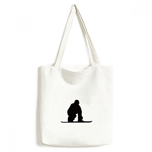 Sac fourre-tout en toile silhouette planche à roulettes noire cabas lavable multicolor 33x40cm