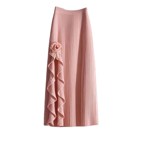 Women Elegant Irregular Pleated A-Line Skirt Elastic High Waist Ruffle Casual Party Flower Skirts